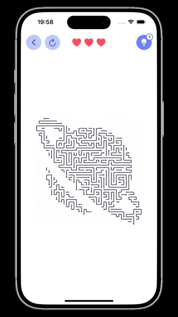 A puzzle level made of interlocking arrows in Arrow Out
