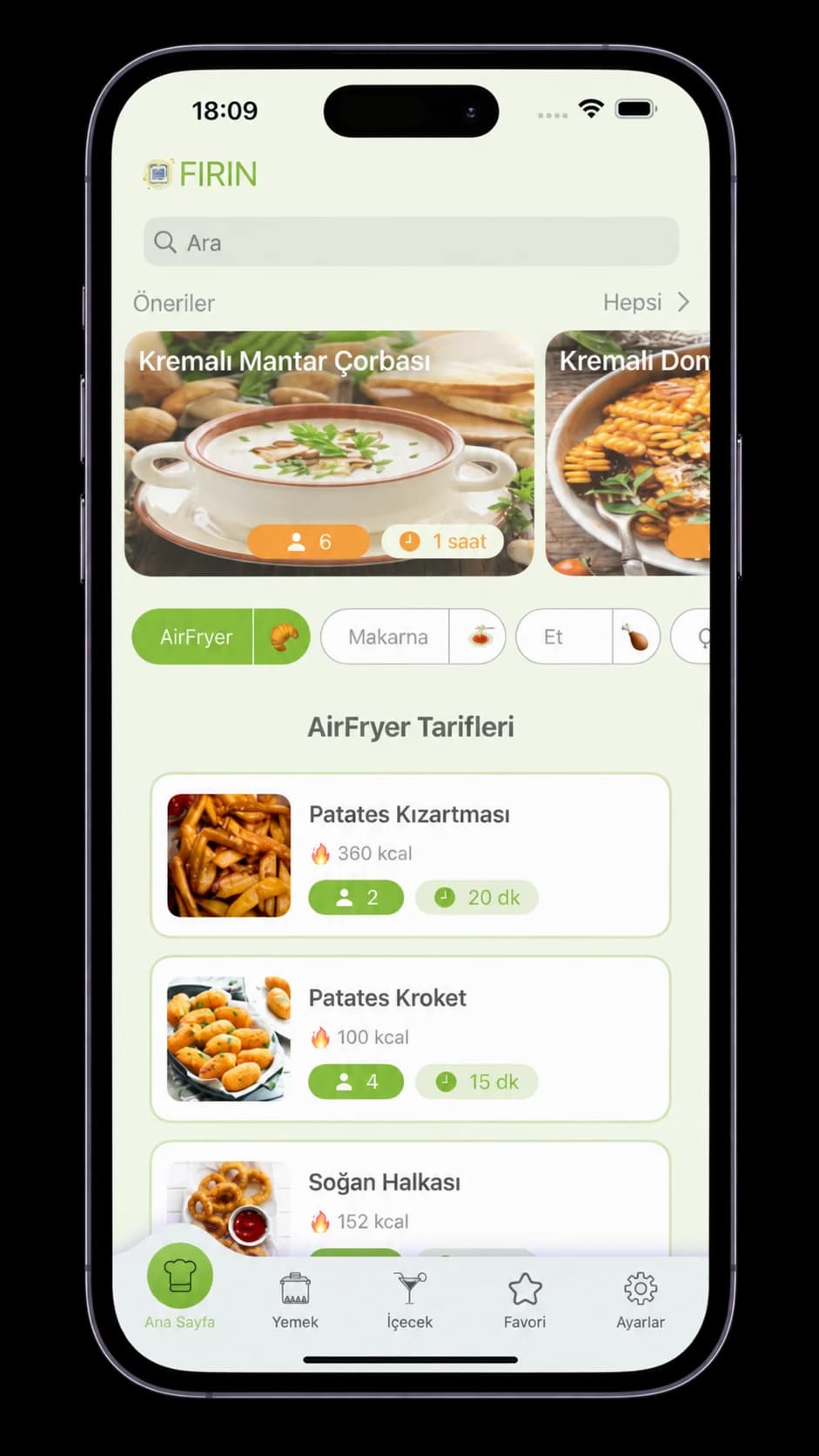 Home screen of the Fırın app